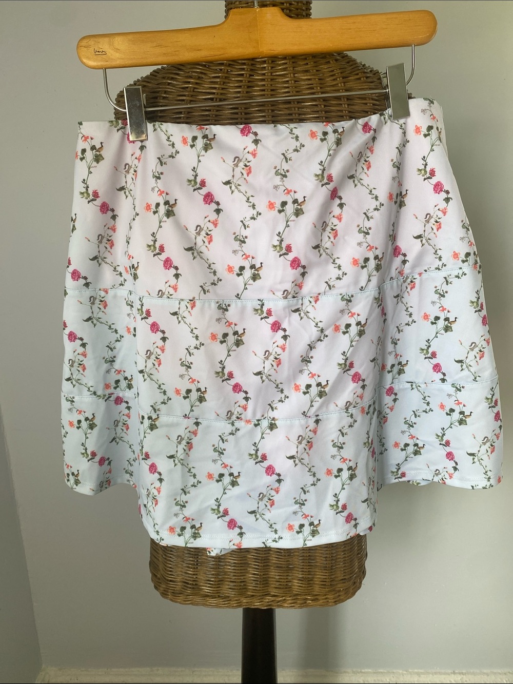 Hill House White Skort with Pink & Green Floral Sprigs